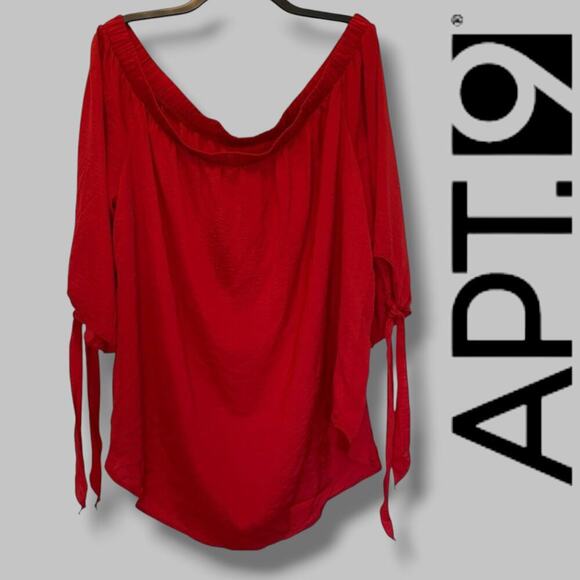 Apt 9 women's red off the shoulder tie sleeves Blouse - medium - Picture 7 of 7